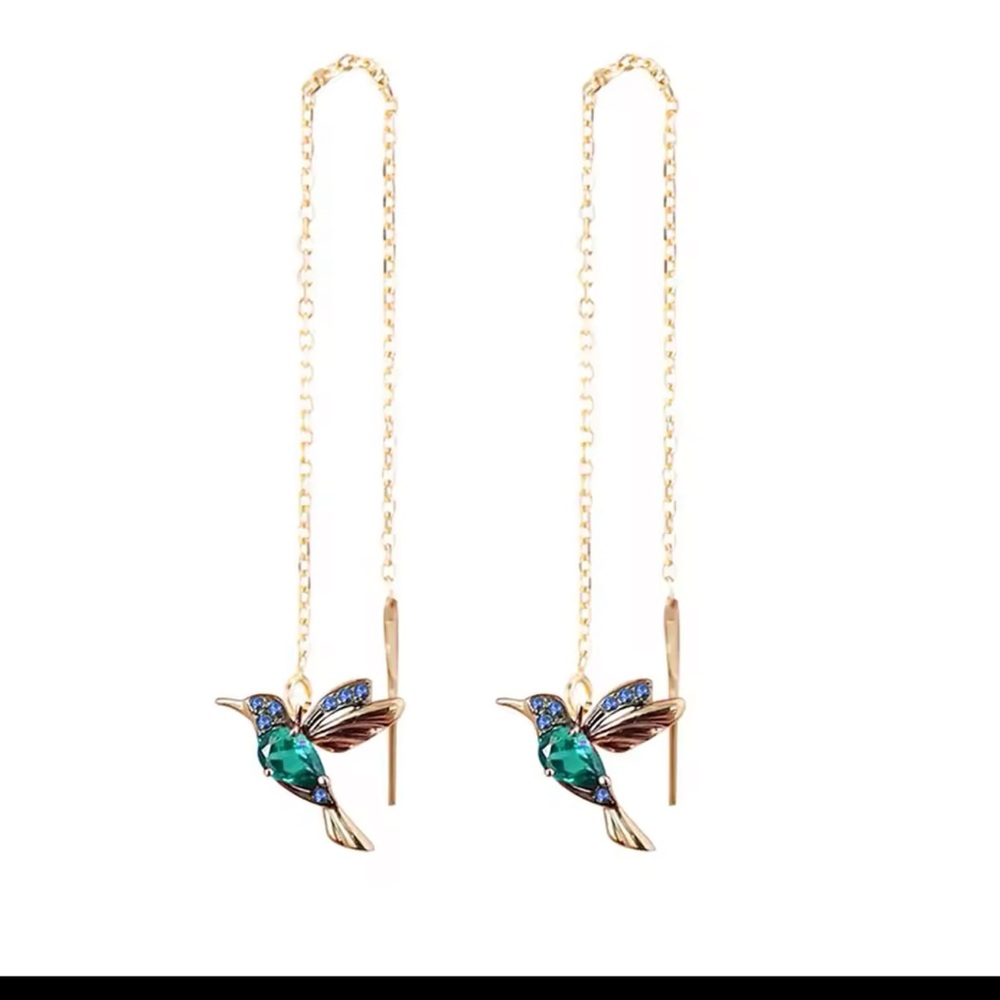 NWT Elegant Blue Hummingbird Earrings